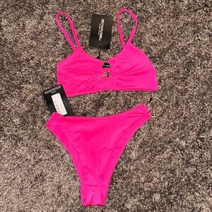 Hot Pink with Gold Rings Bikini